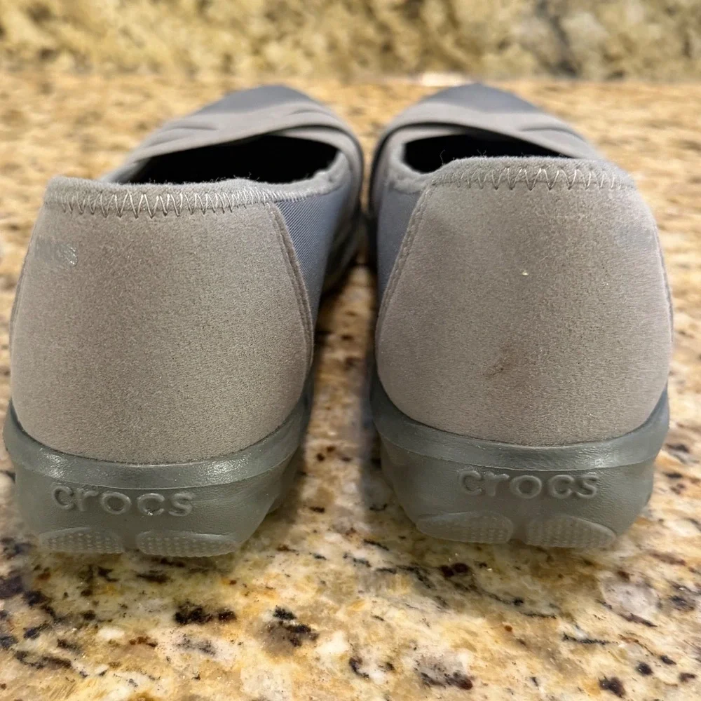 Crocs Busy Day Crisscross Ballet Flat Womens Size 10 Gray Comfort 205339